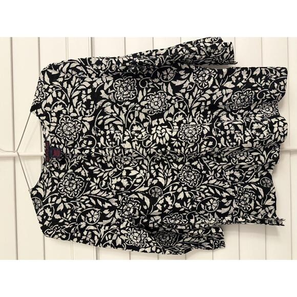 Ralph Lauren black and white print top with 3/4 sleeves size Large - Picture 1 of 5